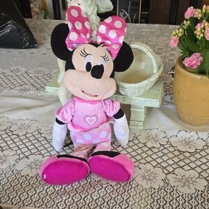 Disney Minnie Mouse Pink and White Stuffed Animal